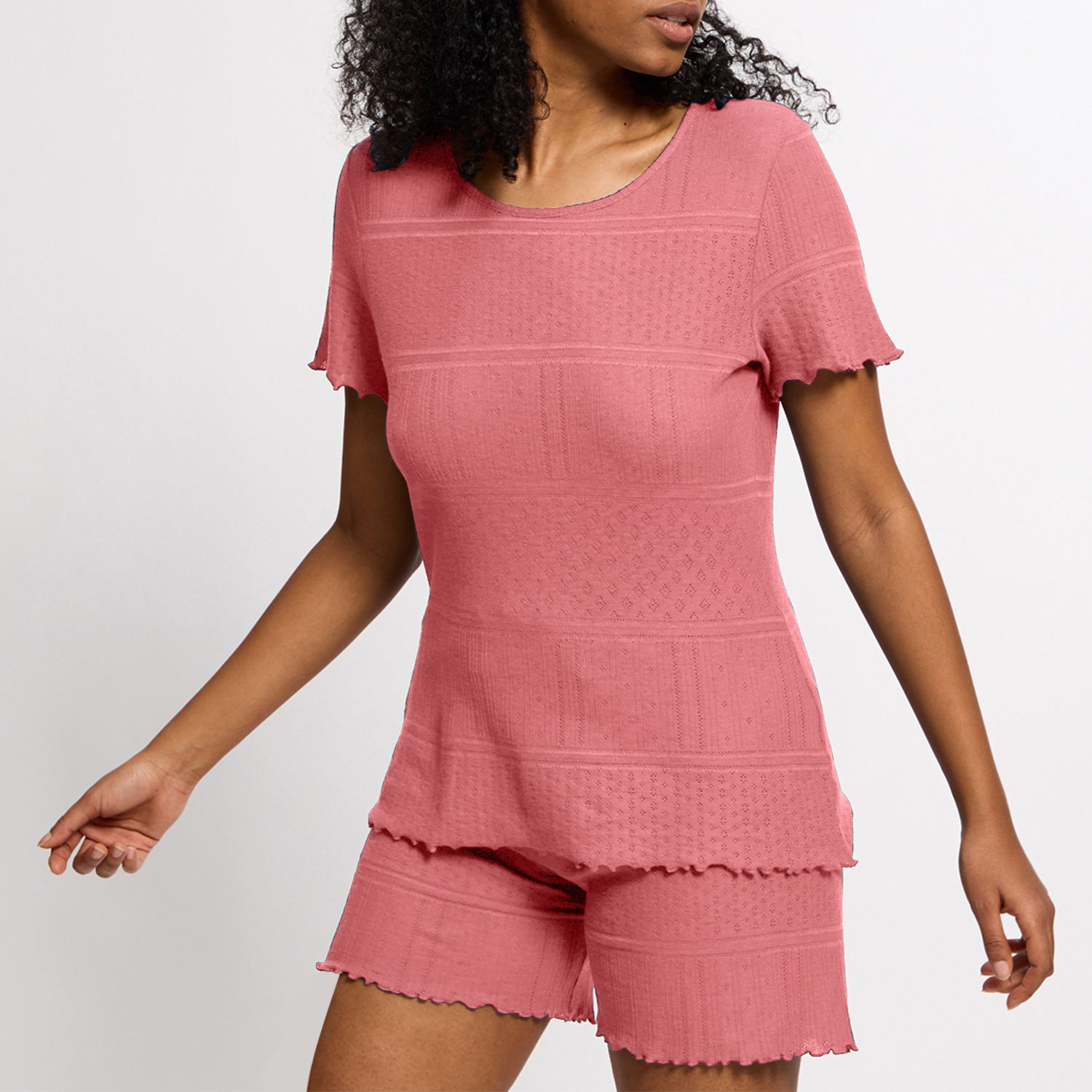 Ajour-Kurzarmshirt aus reiner Bio-Baumwolle Ajour-Kurzarmshirt aus reiner Bio-Baumwolle