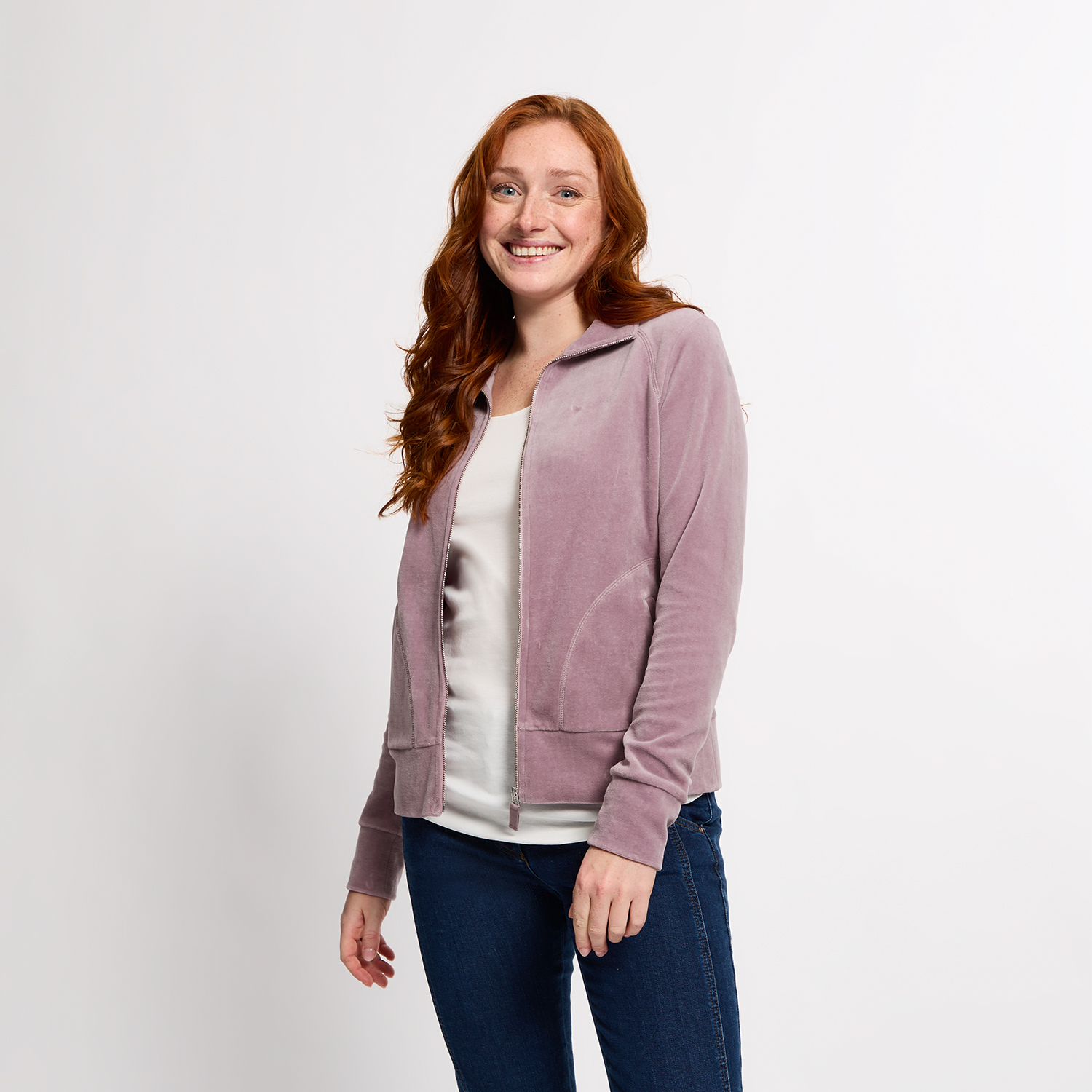 Nicki-Jacke aus reiner Bio-Baumwolle mit Reißverschluss