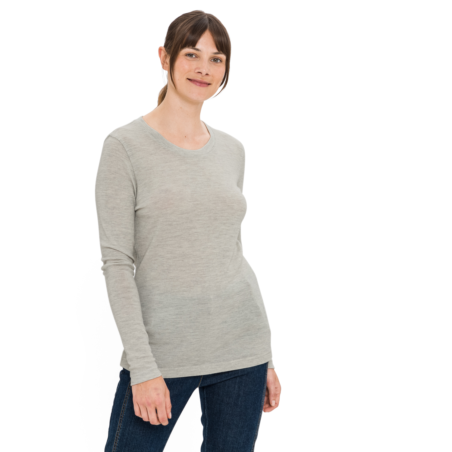 Meliertes Langarmshirt aus reiner Bio-Merinowolle Meliertes Langarmshirt aus reiner Bio-Merinowolle