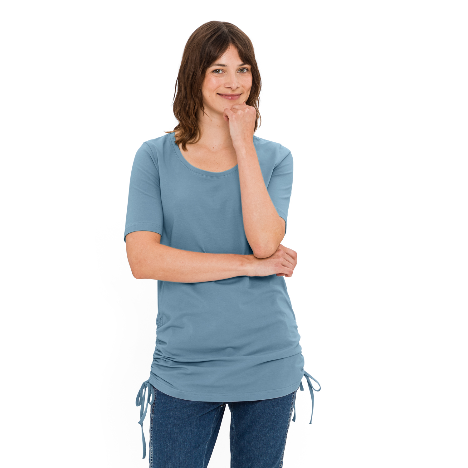 T-Shirt mit gerafftem Saum aus Bio-Baumwolle
