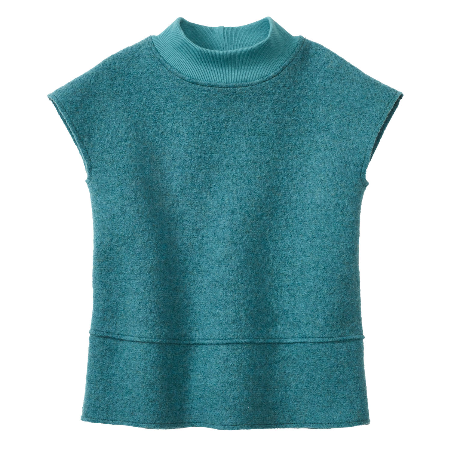 Ärmelloser Walkpullover aus reiner Bio-Schurwolle