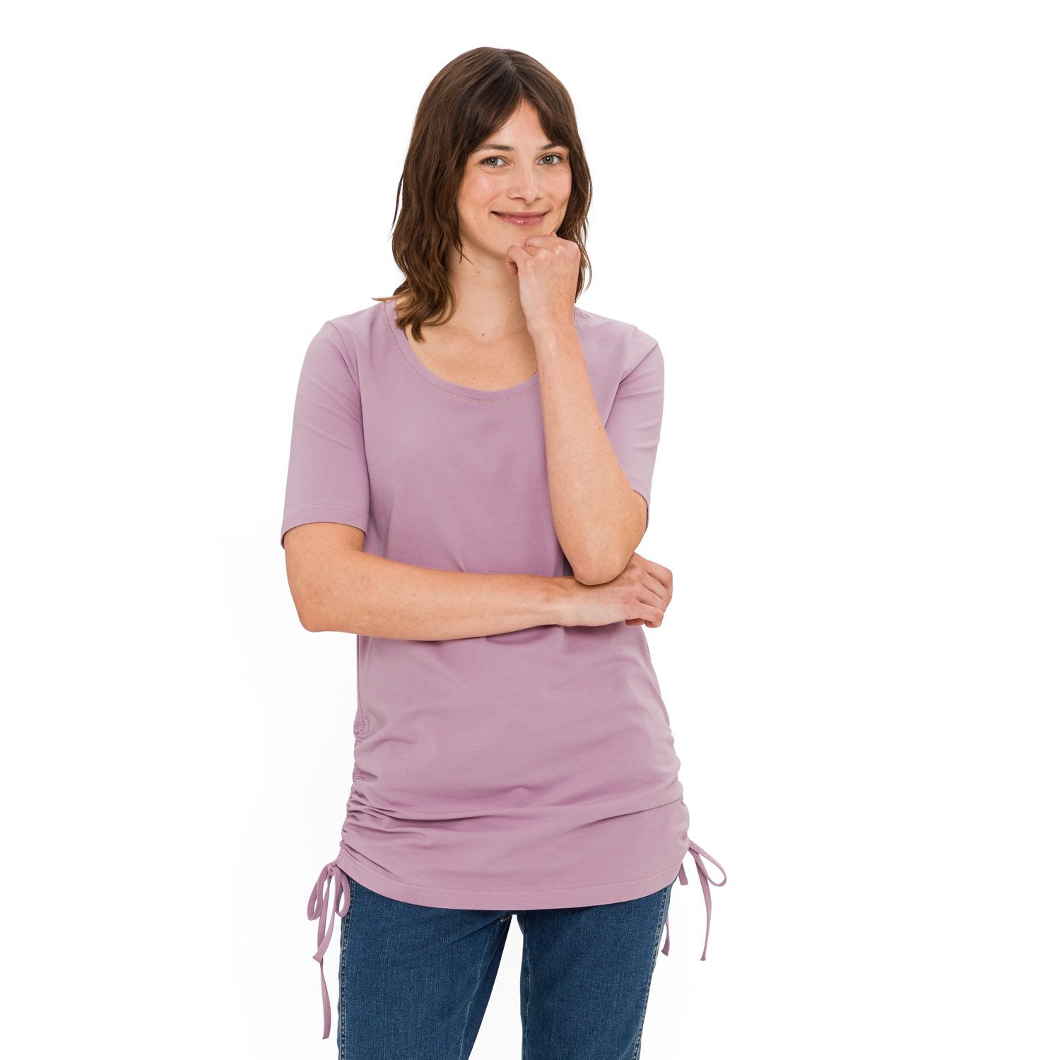 T-Shirt mit gerafftem Saum aus Bio-Baumwolle T-Shirt mit gerafftem Saum aus Bio-Baumwolle