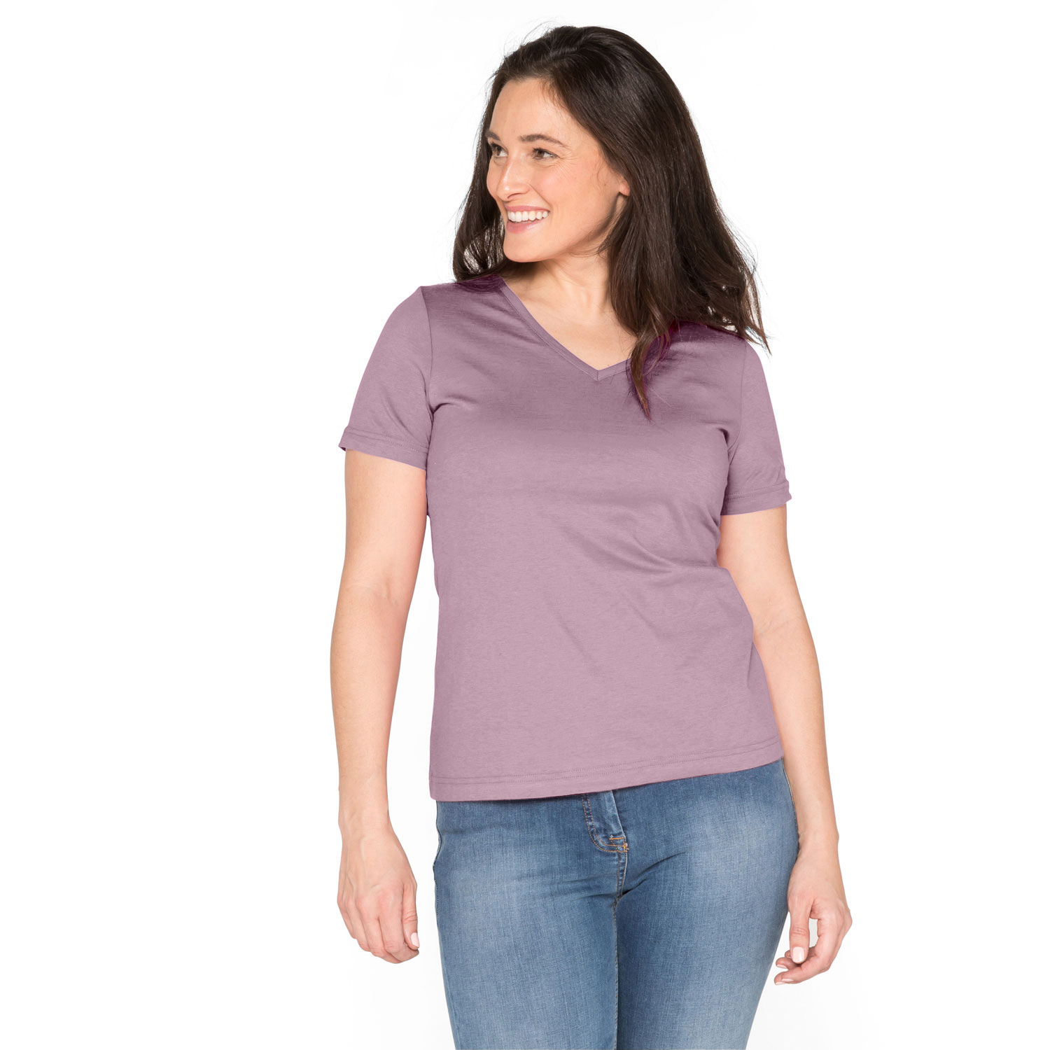 T-Shirt mit V-Ausschnitt aus reiner Bio-Baumwolle