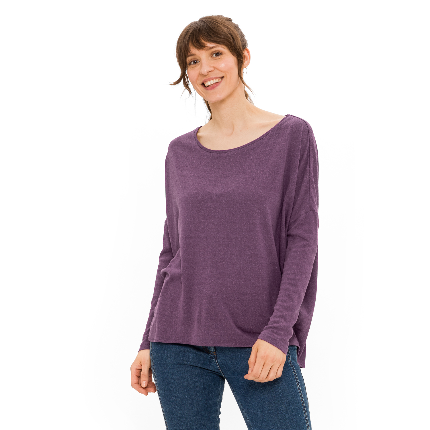 Langarmshirt aus reinem Bourretteseiden-Jersey Langarmshirt aus reinem Bourretteseiden-Jersey