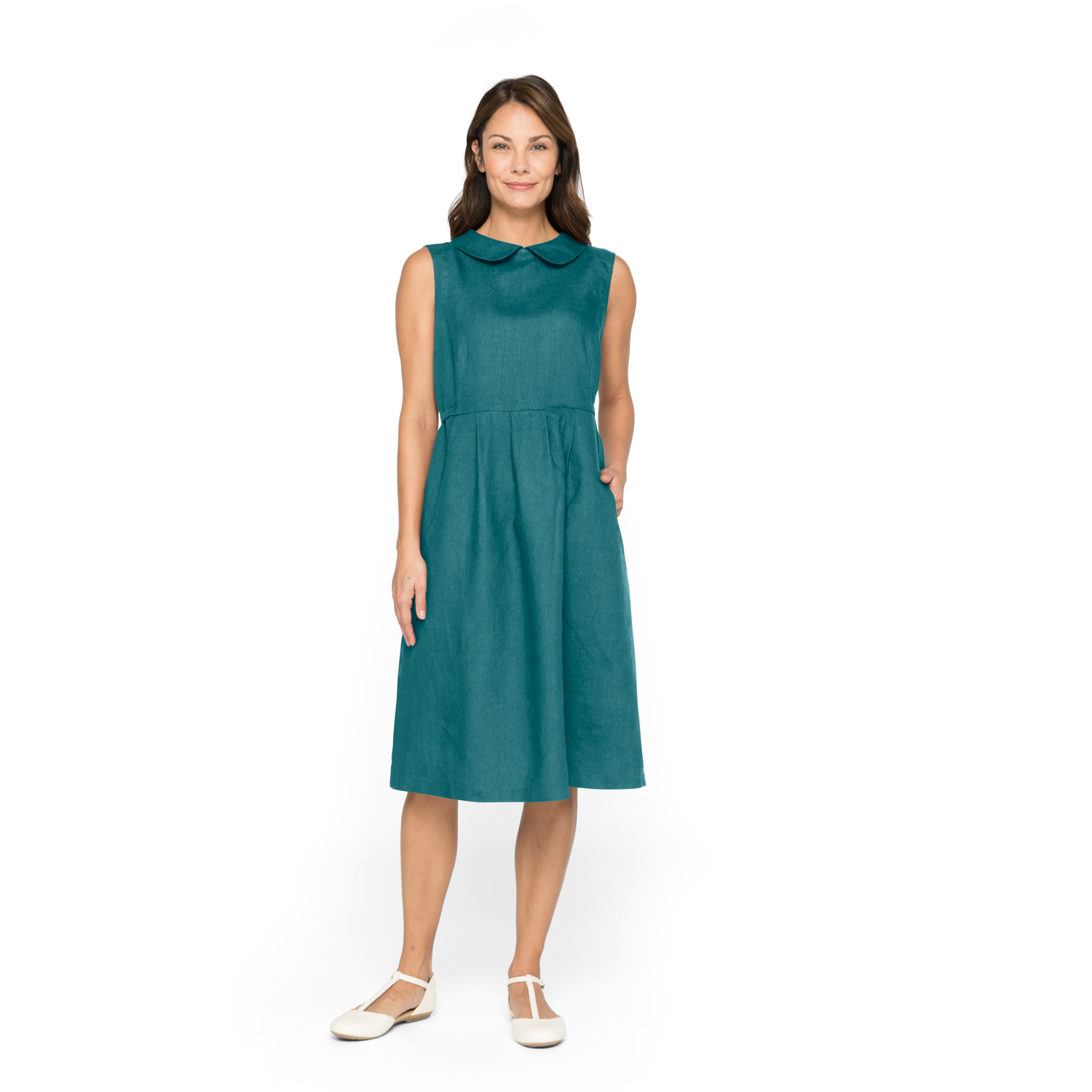 Leinenkleid mit Bubikragen