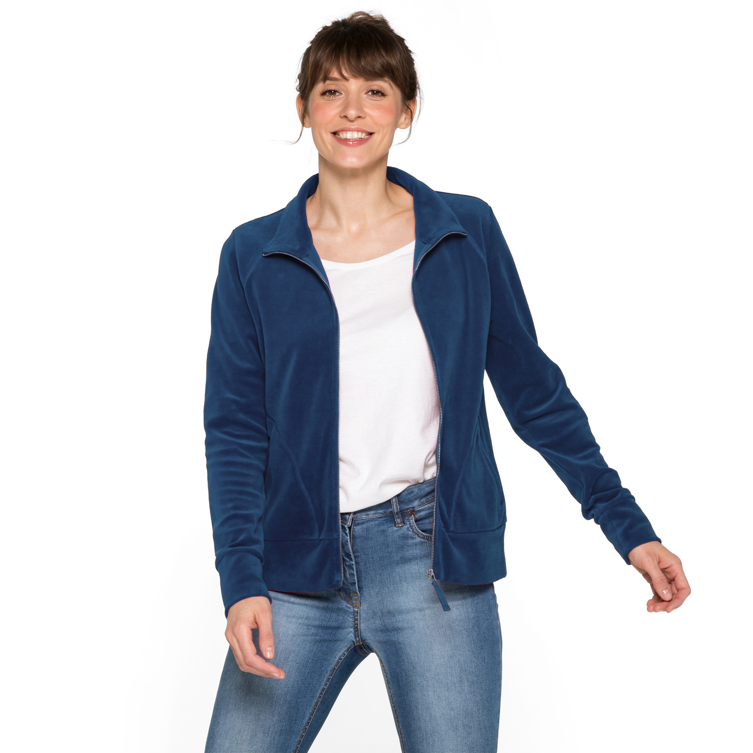 Nicki-Jacke aus reiner Bio-Baumwolle mit Reißverschluss