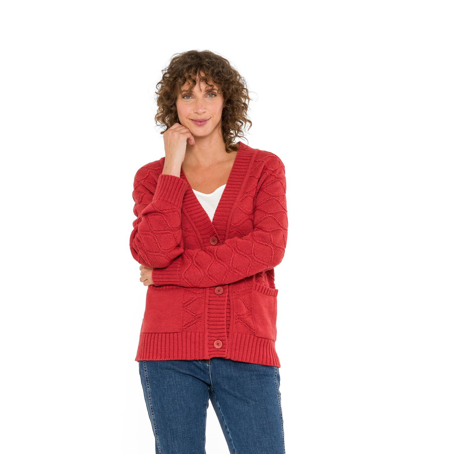 Strickjacke aus Bio-Merinowolle und Bio-Baumwolle Strickjacke aus Bio-Merinowolle und Bio-Baumwolle
